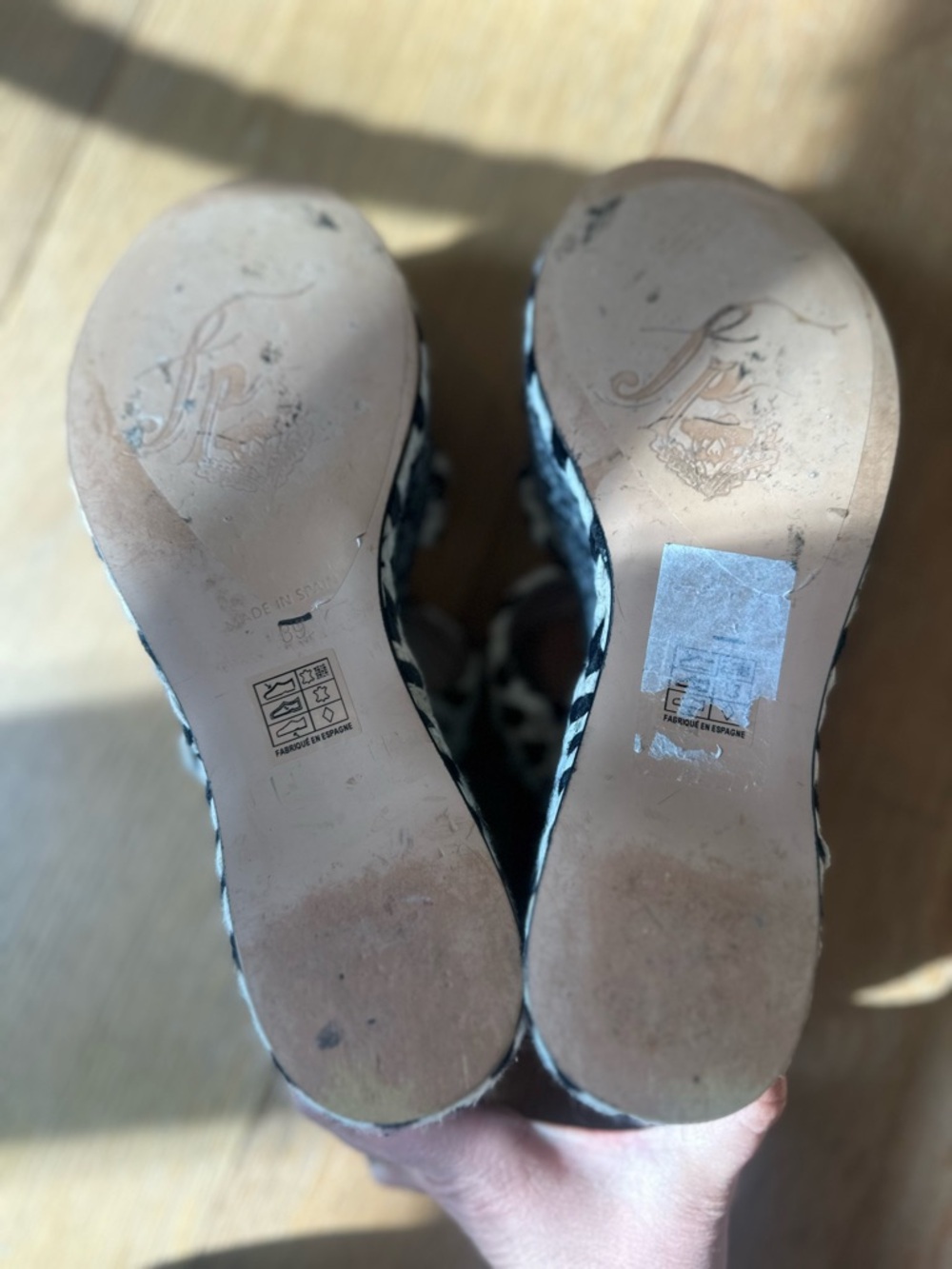 Free People Dolce Woven Platform Wedge Sandal Black White | Size 8.5 - Picture 6 of 7